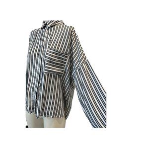 Striped Flowy Button up Blouse